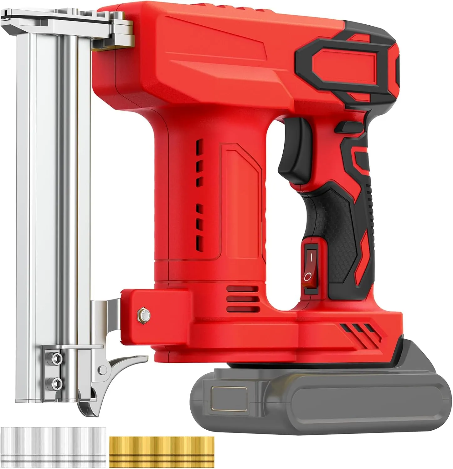 18 Gauge Cordless Brad Nailer for DEWALT 20V Battery (No Battery), 2 in 1 Electric Staple Gun/Nail Gun Battery Powered with 2000 Nails for Wood, Drive up to 1-1/4 in Nails & Crown 7/8 in Staples, Red