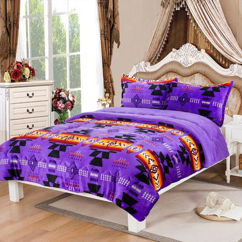 3pc Southwest Design Silk Touch Sherpa Set - Queen, King