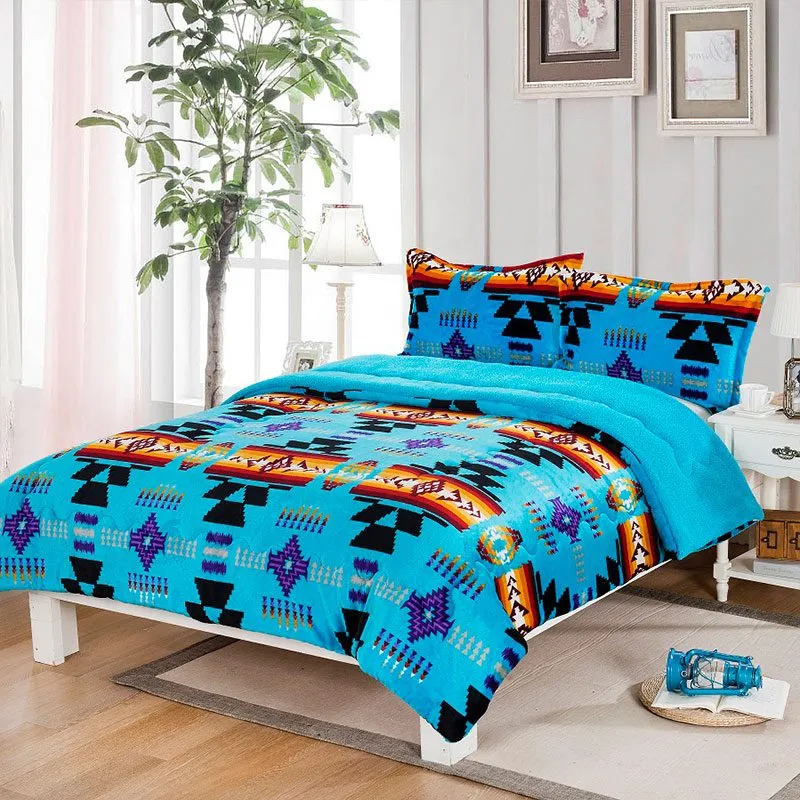 3pc Southwest Design Silk Touch Sherpa Set - Queen, King