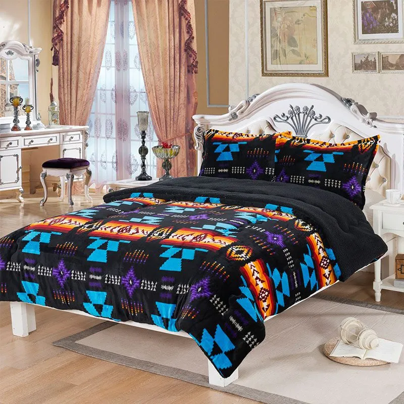 3pc Southwest Design Silk Touch Sherpa Set - Queen, King