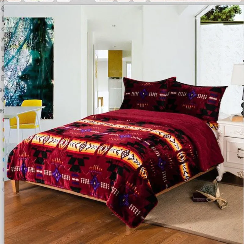 3pc Southwest Design Silk Touch Sherpa Set - Queen, King