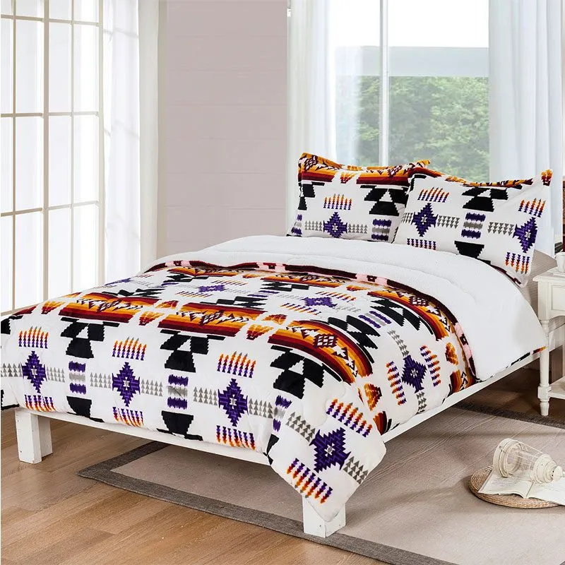 3pc Southwest Design Silk Touch Sherpa Set - Queen, King