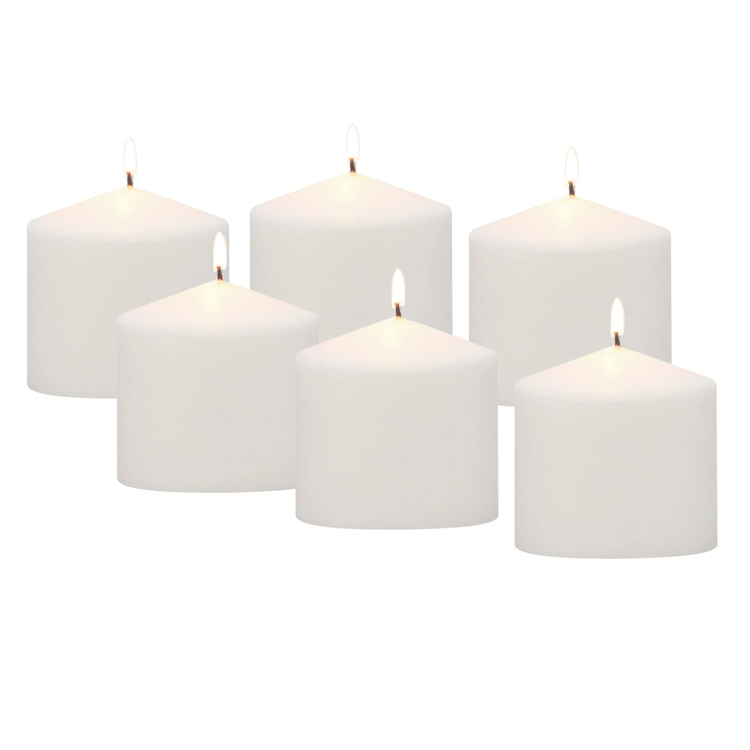 3x3 Unscented White Pillar Candles (Set of 6) (WS)