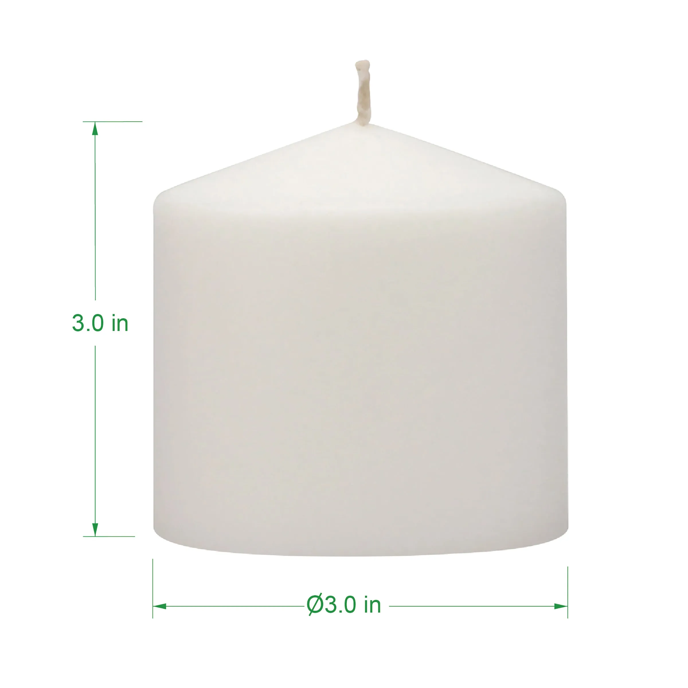 3x3 Unscented White Pillar Candles (Set of 6) (WS)