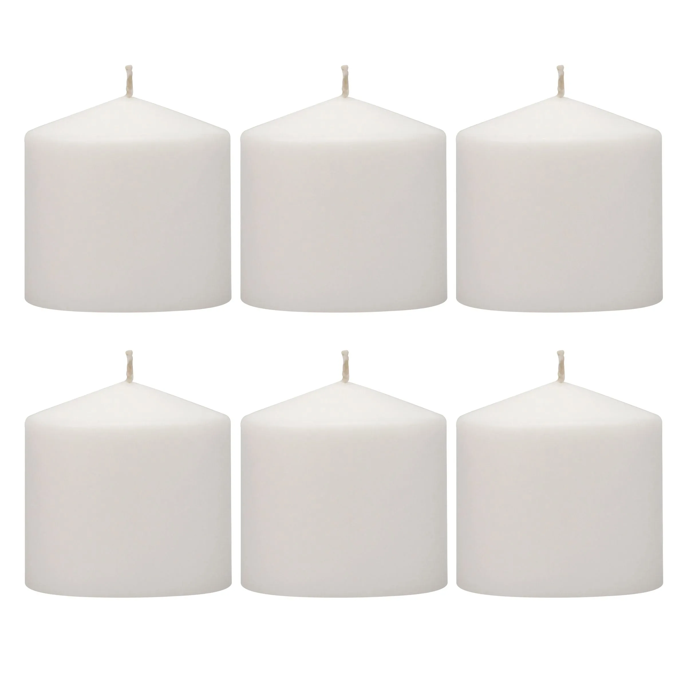 3x3 Unscented White Pillar Candles (Set of 6) (WS)