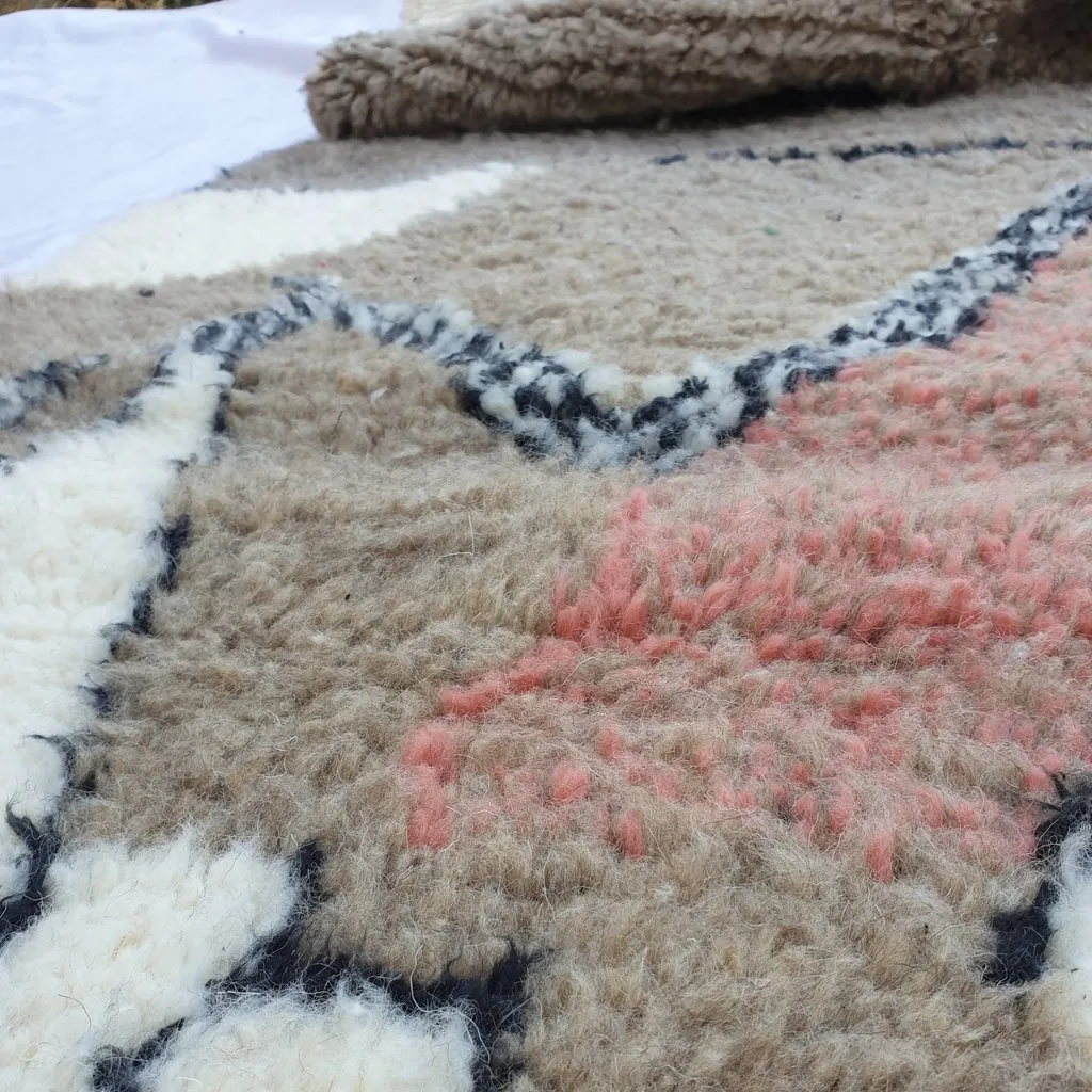 ARNAB | 10x6'7 Ft | 3x2m | Moroccan Beni Ourain Rug | 100% wool handmade