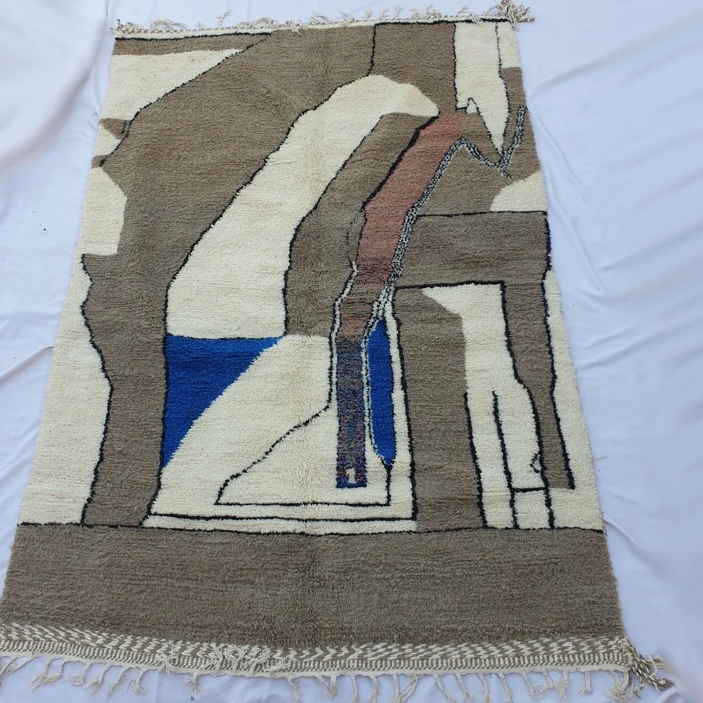 ARNAB | 10x6'7 Ft | 3x2m | Moroccan Beni Ourain Rug | 100% wool handmade