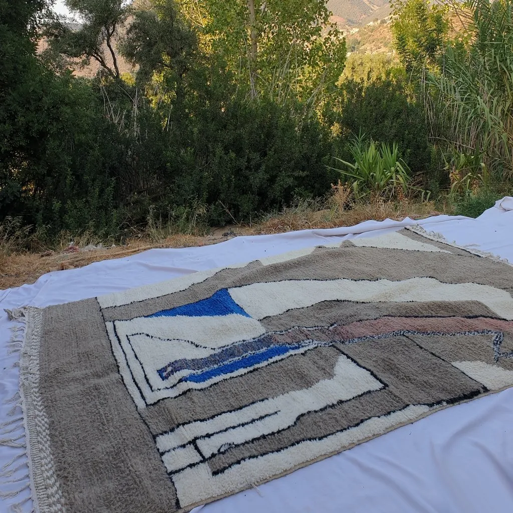ARNAB | 10x6'7 Ft | 3x2m | Moroccan Beni Ourain Rug | 100% wool handmade