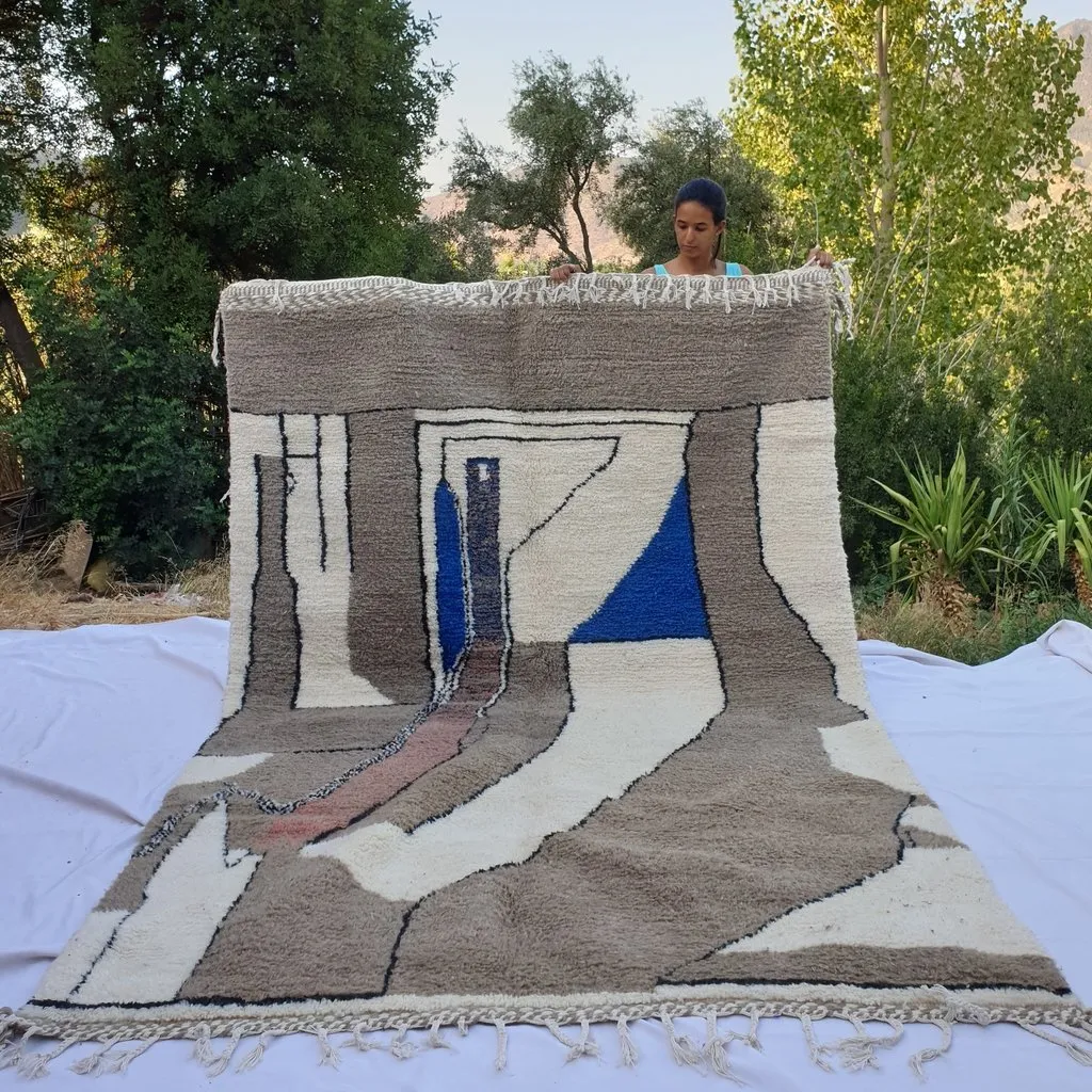 ARNAB | 10x6'7 Ft | 3x2m | Moroccan Beni Ourain Rug | 100% wool handmade