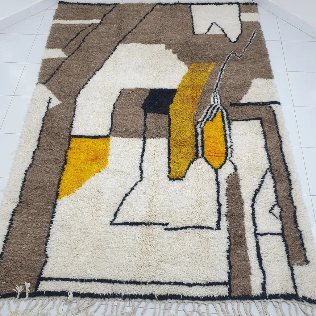 ARNABA (Ultra Fluffy Beni rug) | 9'7x7 Ft | 3x2,15 m | Moroccan Beni Ourain Rug | 100% wool handmade