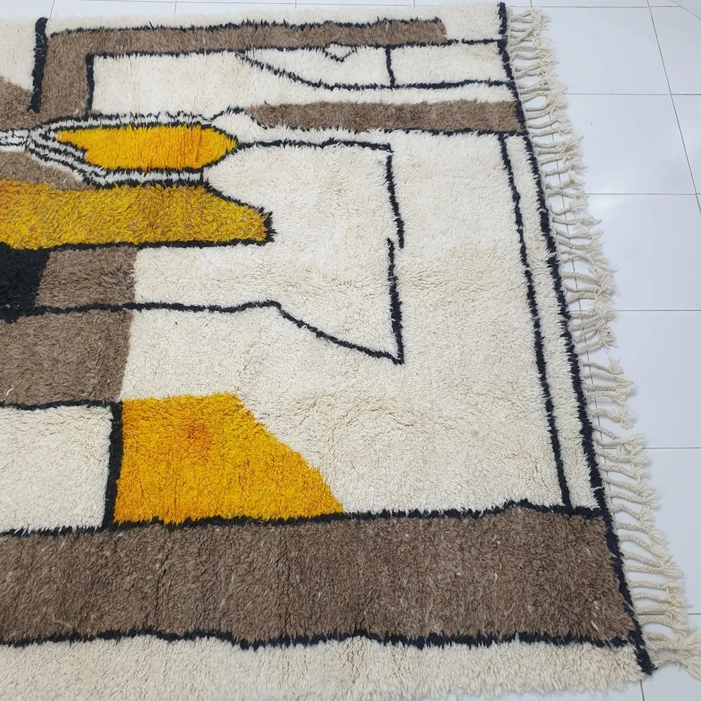 ARNABA (Ultra Fluffy Beni rug) | 9'7x7 Ft | 3x2,15 m | Moroccan Beni Ourain Rug | 100% wool handmade