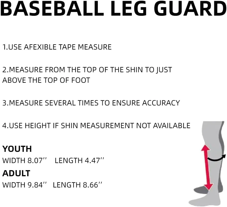 Batter's Leg Guards, Baseball/Softball Leg Guard, Adult and Youth Size