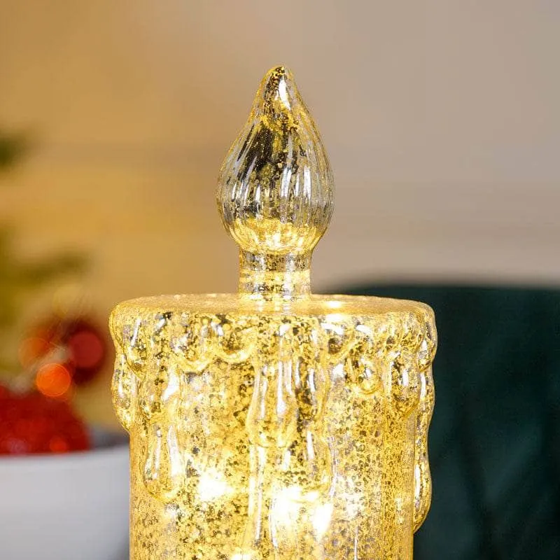 Champagne LED Glass Candle Ornament - 21cm