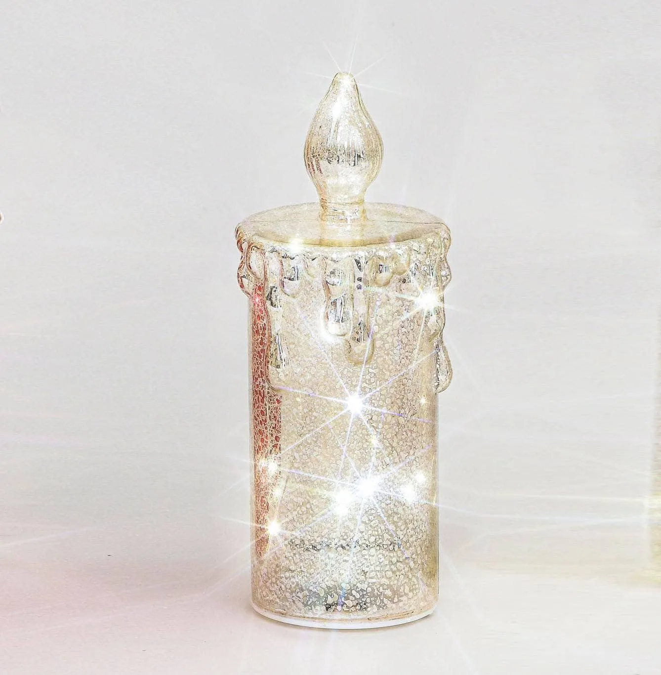Champagne LED Glass Candle Ornament - 21cm