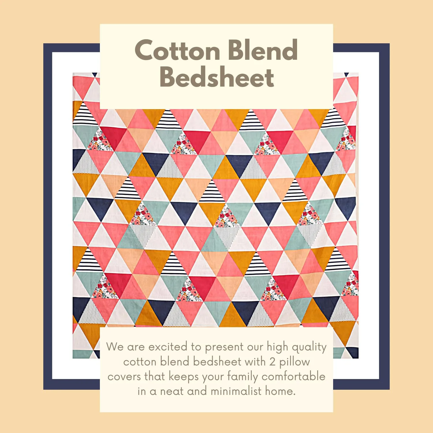 Cotton Queen Bedsheet for Double Bed with Pillow Covers, Bedsheet Size (84x88 Inch)
