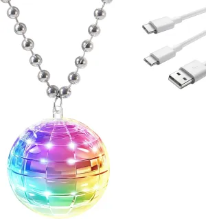 Disco LED Light Up Necklaces 16 Color Changing Modes Rechargeable USB Ear Jewelry Flashing Party