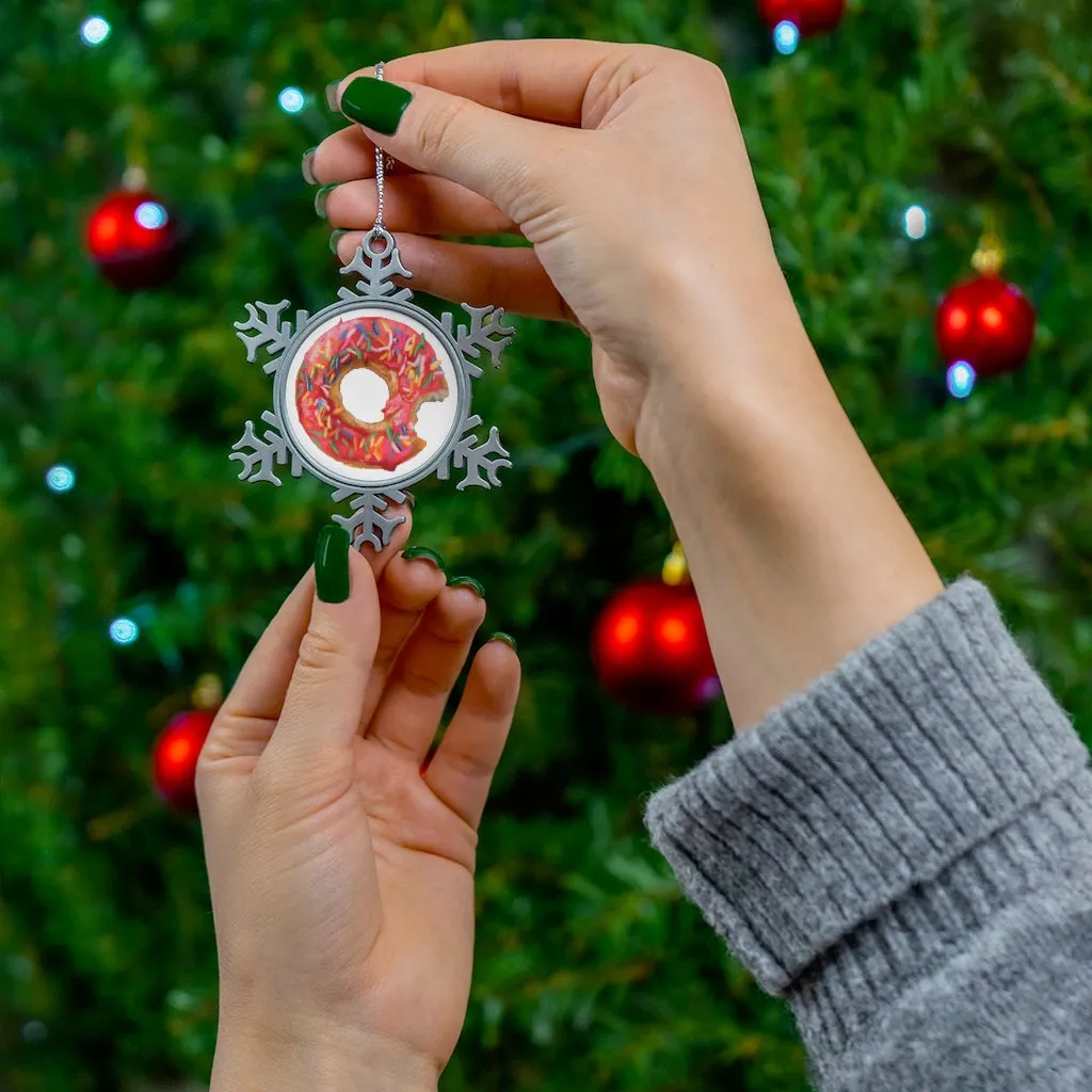 Donut Pewter Snowflake Ornament