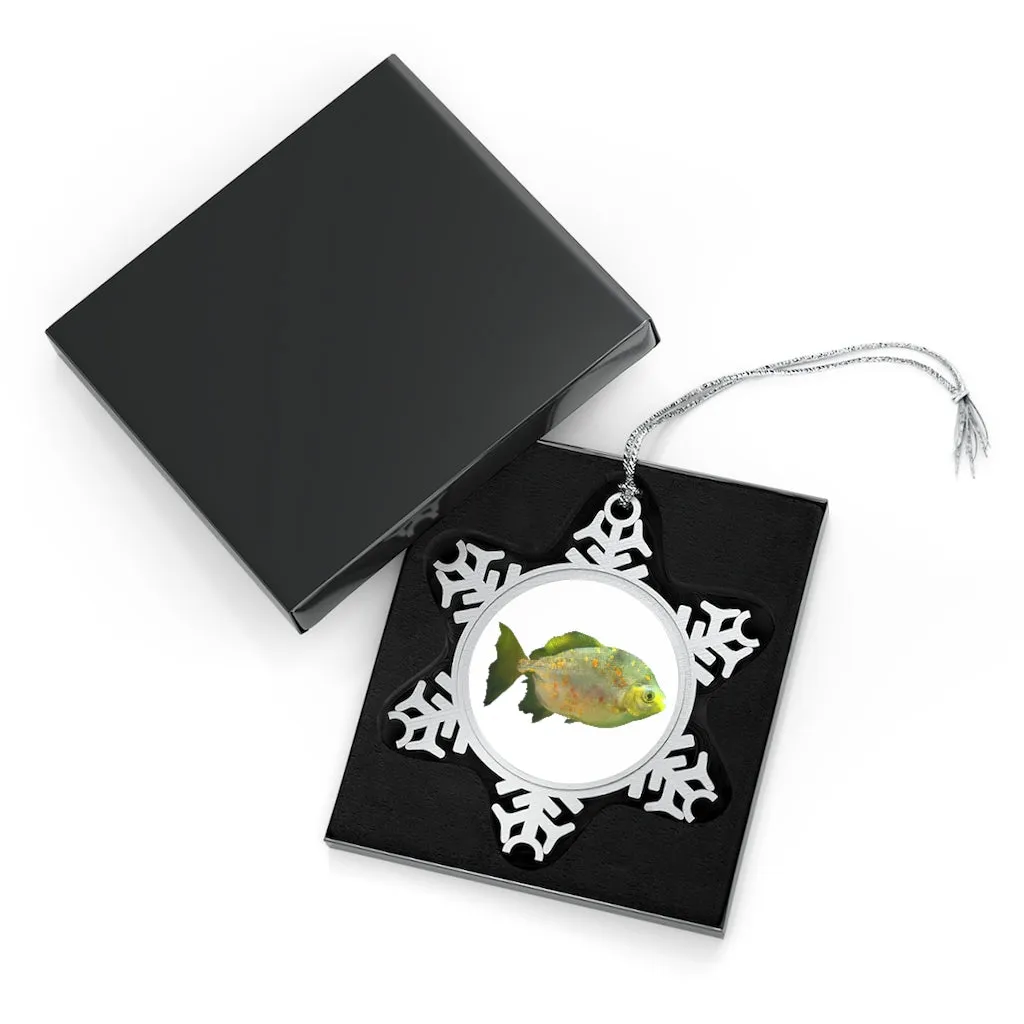 Green Fish with Specs Pewter Snowflake Ornament