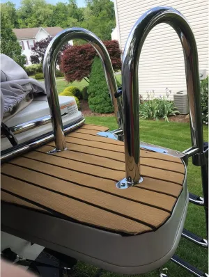 Heavy Duty Swim Deck Ladder Swimming Pool Boat Ladder with Handles for Fishing Boat, 4 Step Telescoping Ladder Marine Boarding Ladder Pontoon Ladder Removable, Hardware, Rear Entry