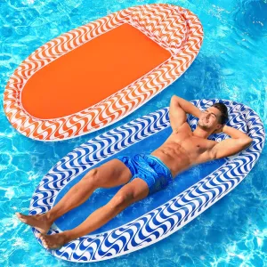 Inflatable Pool Floats Hammock Lounges, 68" L X 35" W Pool Floaties for Adults, Heavy Duty Thick PVC Beach Floating Chair for Adults up to 250 Lbs, Essential Summer Vacation Swimming Pool Accessories