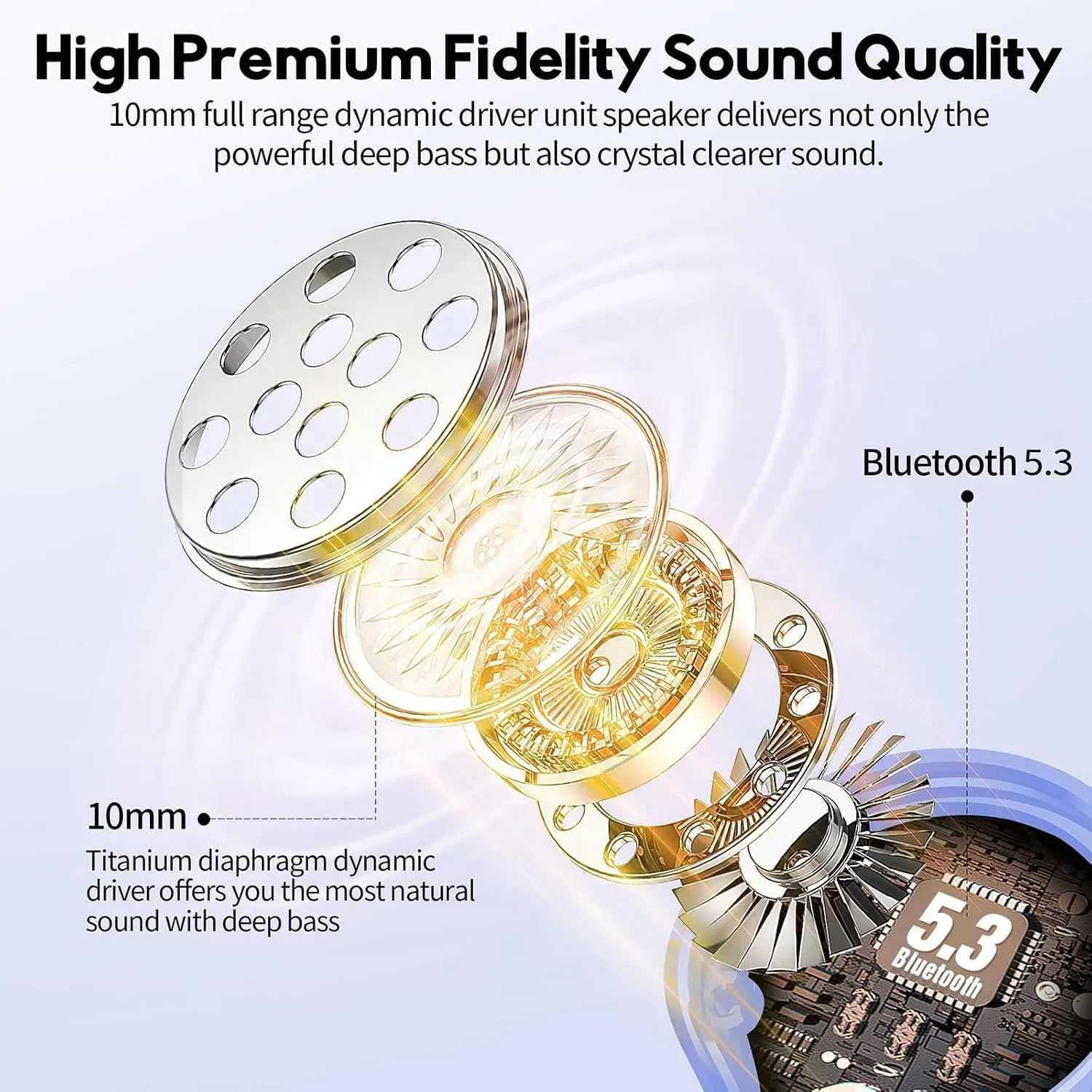 MOZOTER Bluetooth 5.3 Wireless Earbuds,Deep Bass Loud Sound Clear Call Noise Cancelling with Microphones in-Ear Headphones with Wireless Charging Case Compatible for iPhone Android,Work-Purple