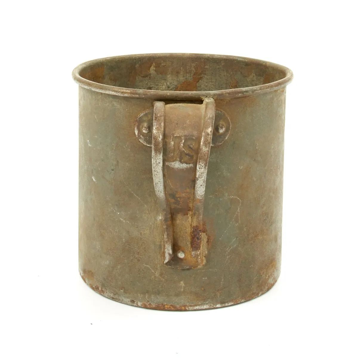 Original U.S. Indian Wars Tin Drinking Cup and Pattern 1890 Round Mess Kit - Marked US