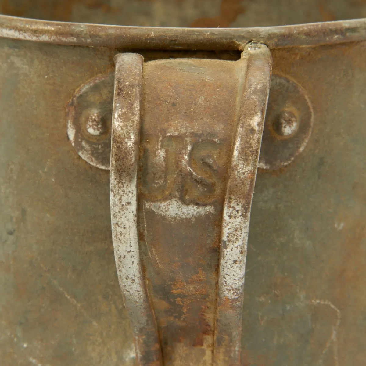 Original U.S. Indian Wars Tin Drinking Cup and Pattern 1890 Round Mess Kit - Marked US