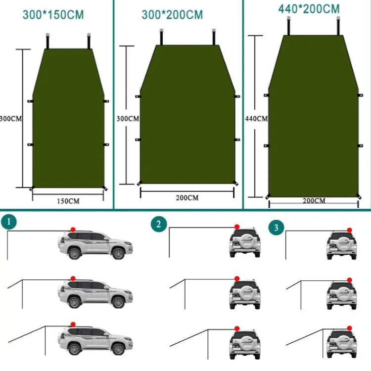 Outdoor Picnic Camping Tent On The Side Of The Car Rain-proof Canopy 300x200cm(Dark Gray)