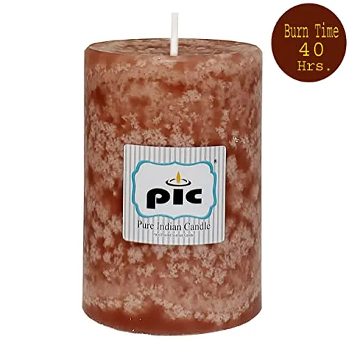 PIC Handmade Southern Pecan Chocolate Scented Brown Wax Pillar Candle (Pack of 4) PUREPC42341 Size 2.75 X 4 Inch