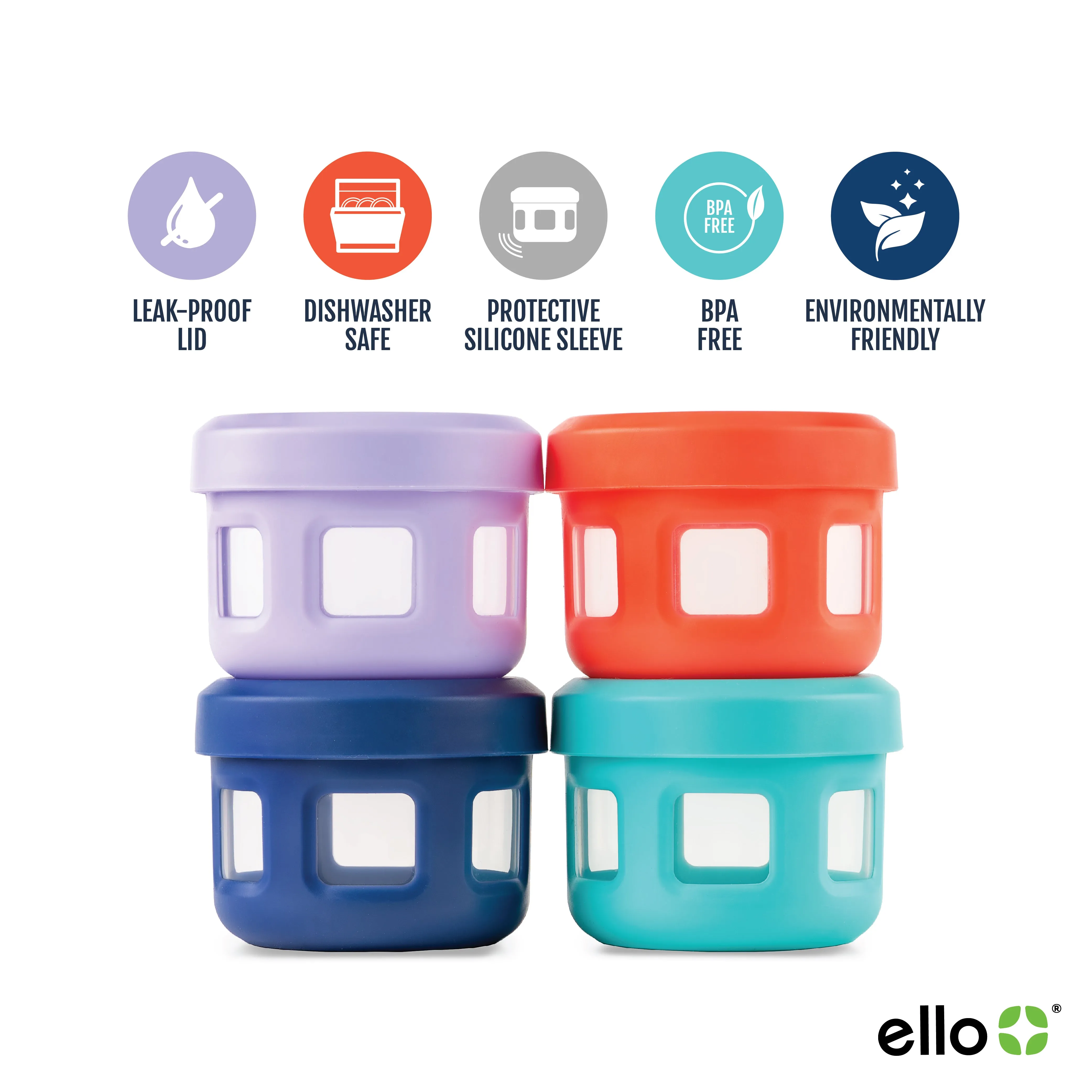 Plastic Condiment Containers, Set of 4