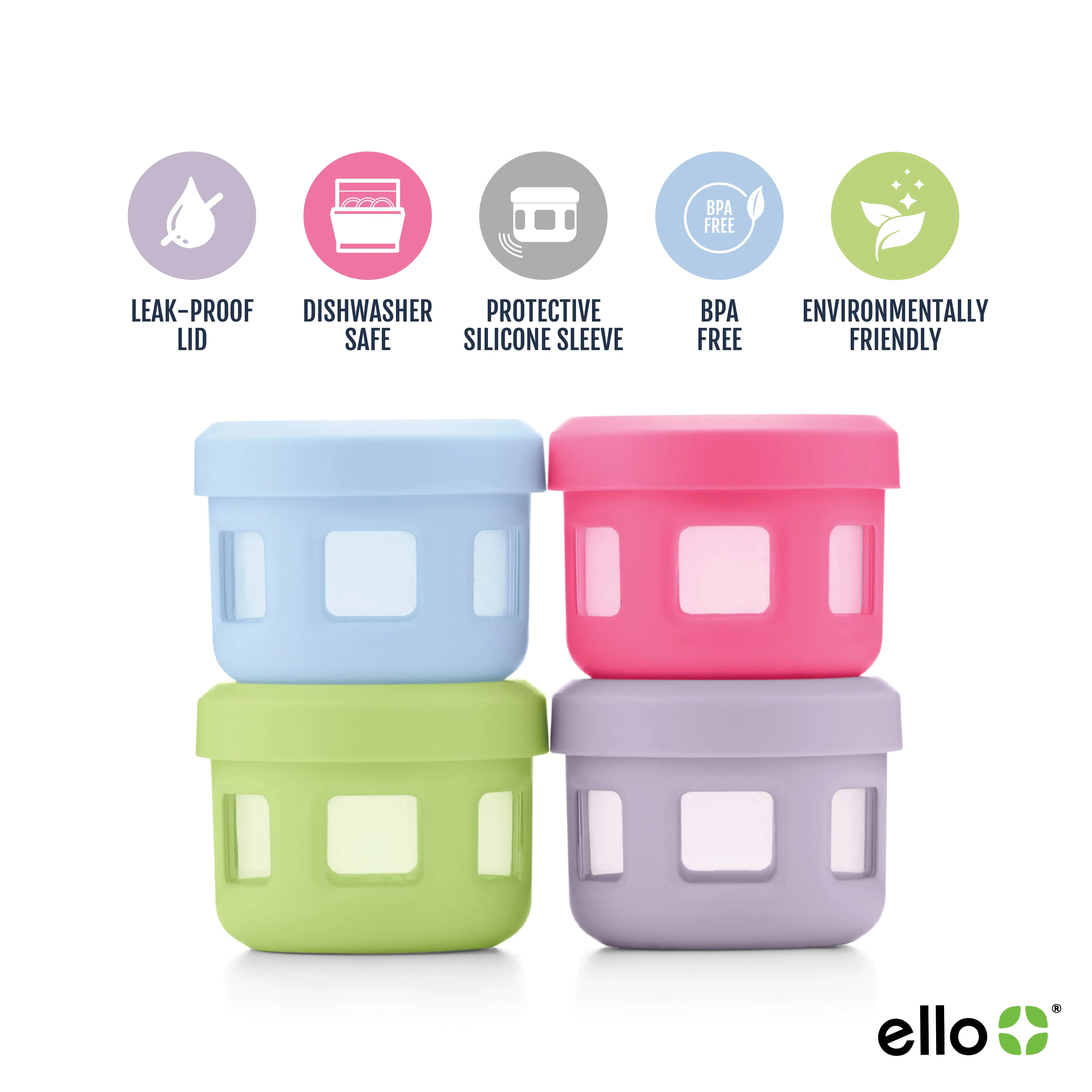 Plastic Condiment Containers, Set of 4