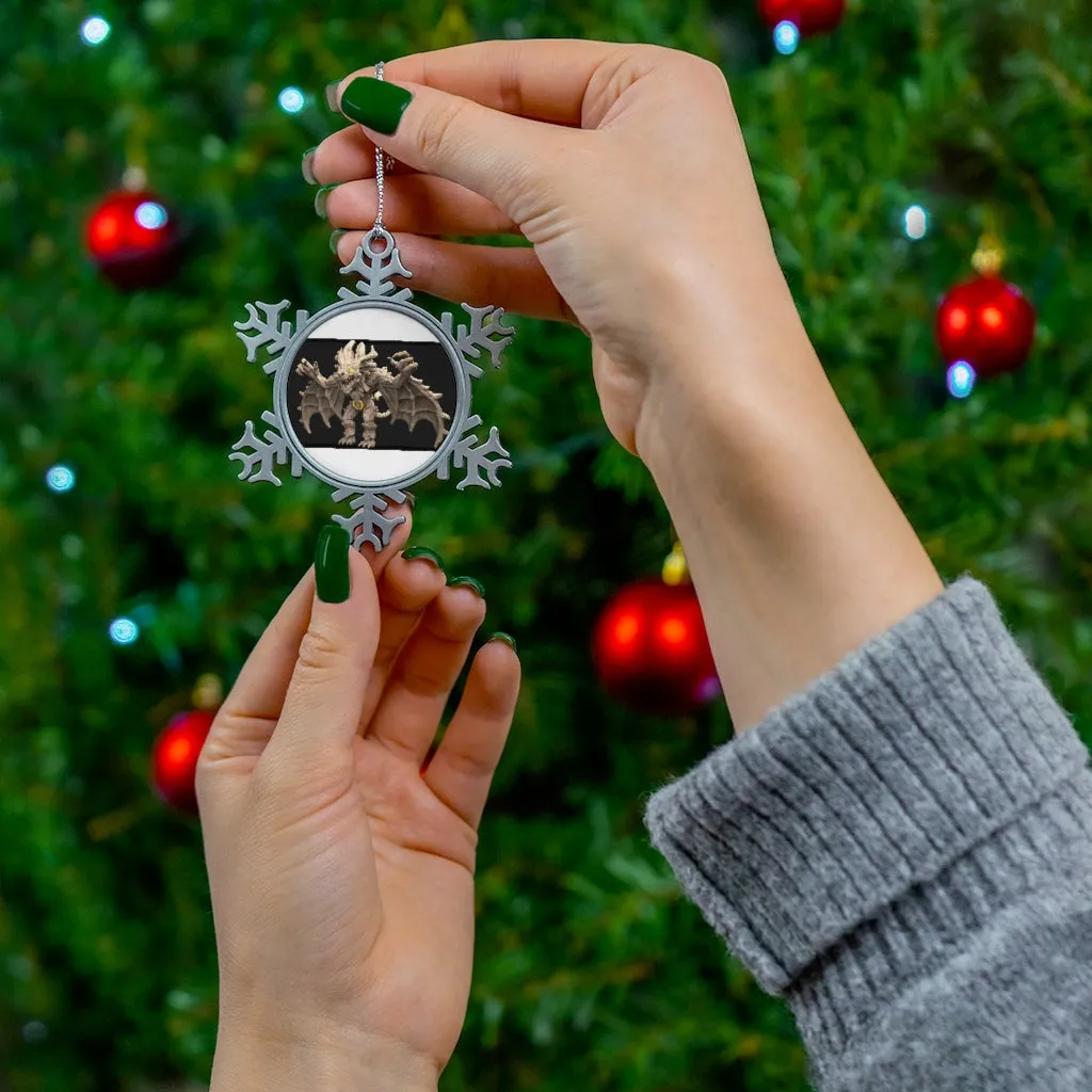 Rock Creature Pewter Snowflake Ornament