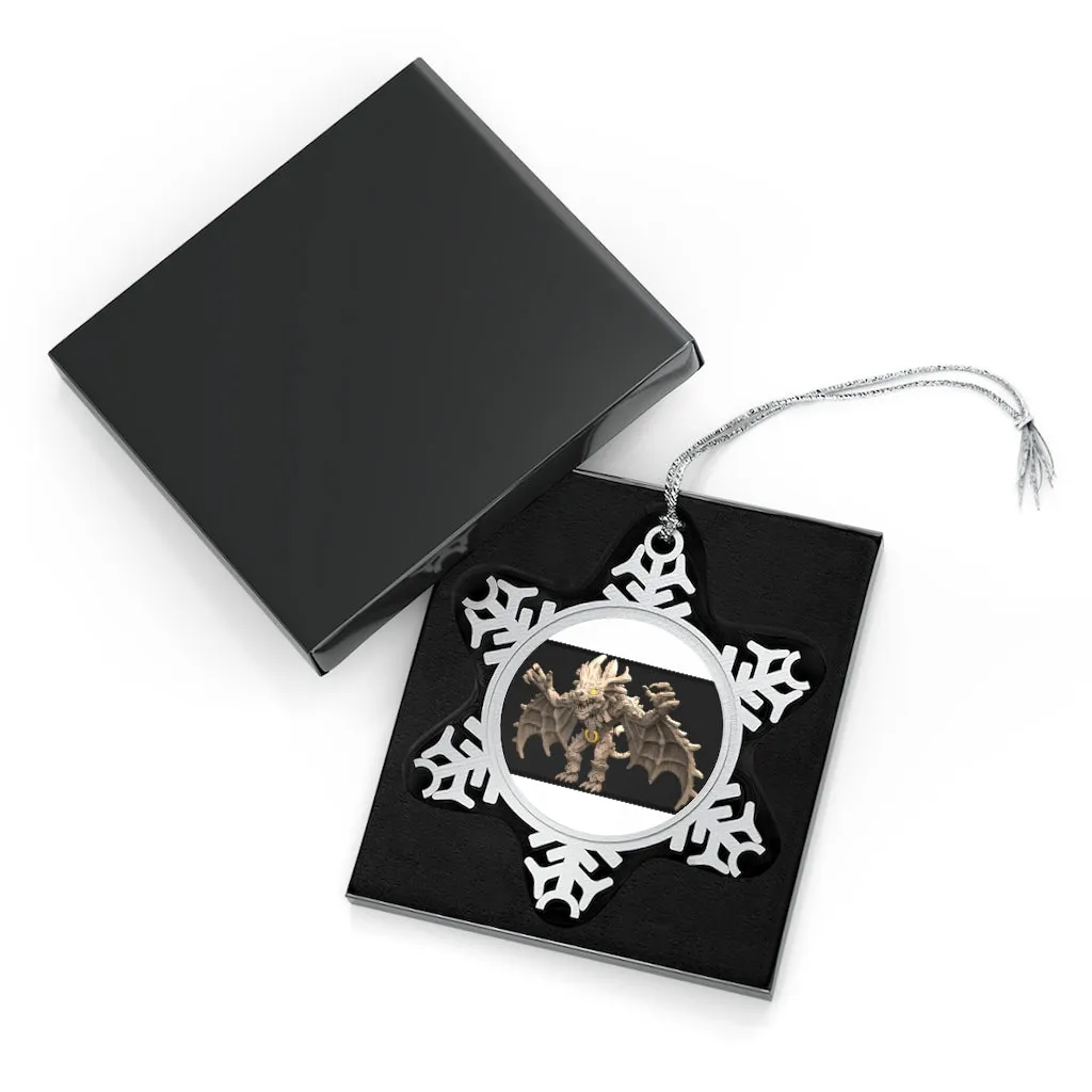 Rock Creature Pewter Snowflake Ornament