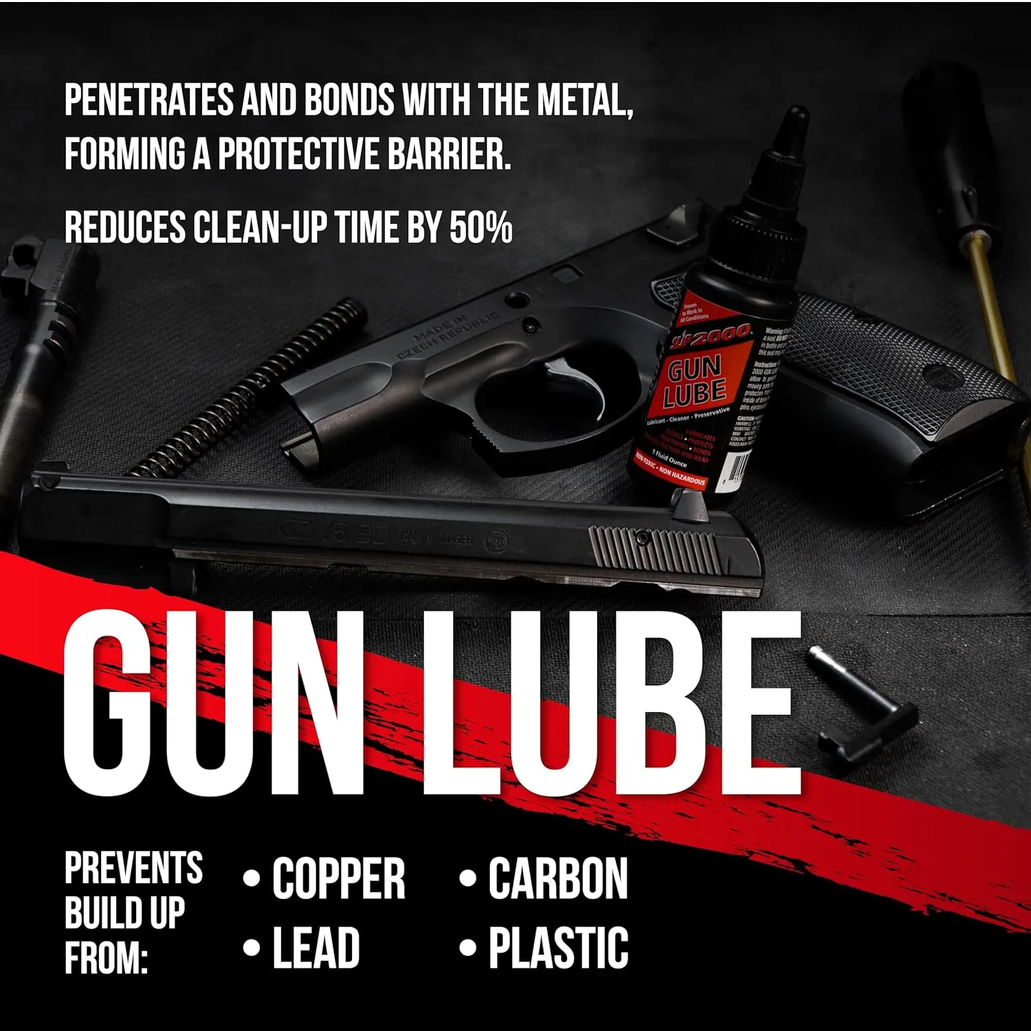 Slip 2000 Gun Lube, 100% Pure Synthetic CLP, Performs in All Conditions, Gun Lubricants for Peak Performance, Eliminates Excessive Wear, For Shotguns, Rifles and Pistols, 4-Ounce Squeeze Bottle