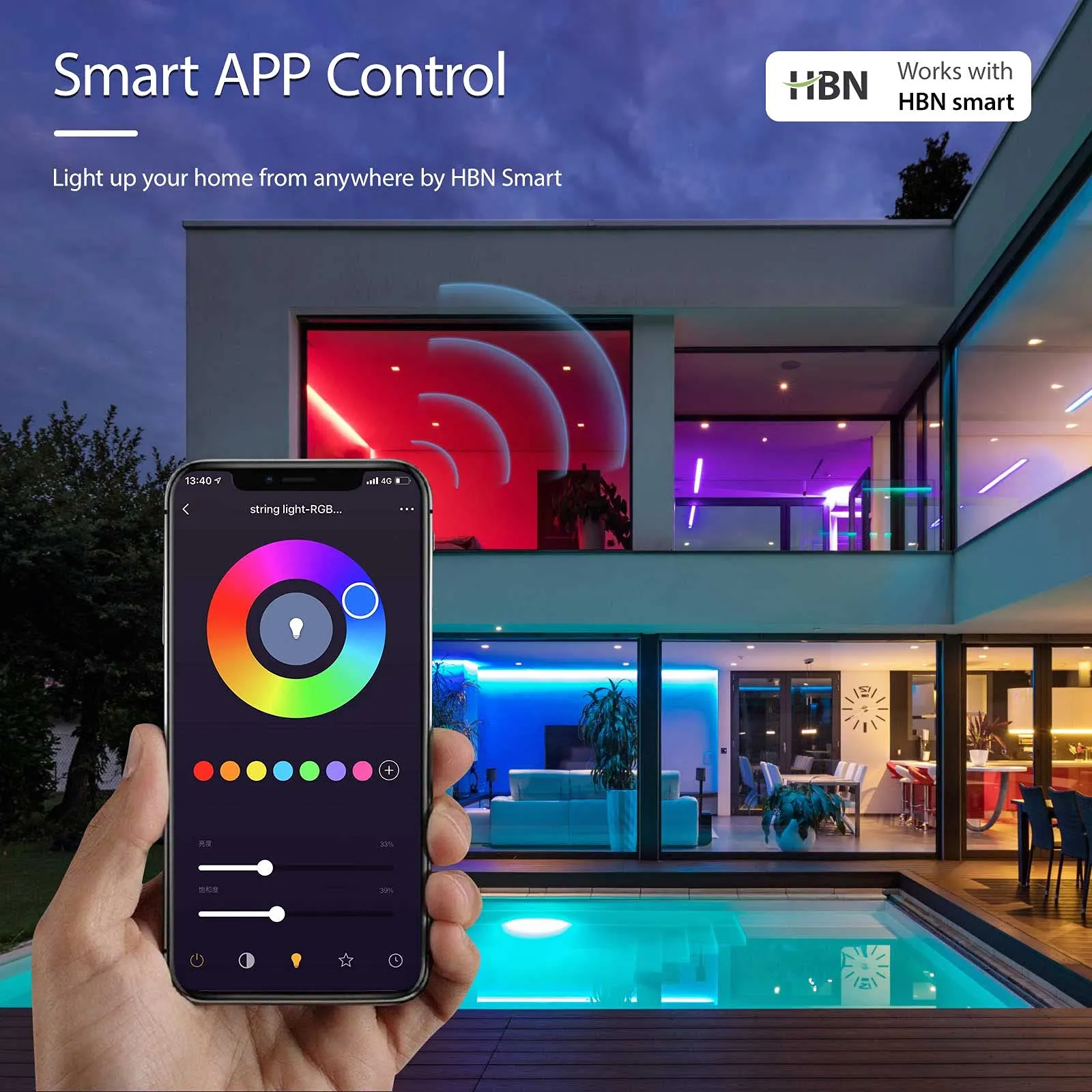 Smart LED Strip Lights 16.4ft WiFi RGB Work with Alexa and Google Assistant HBN