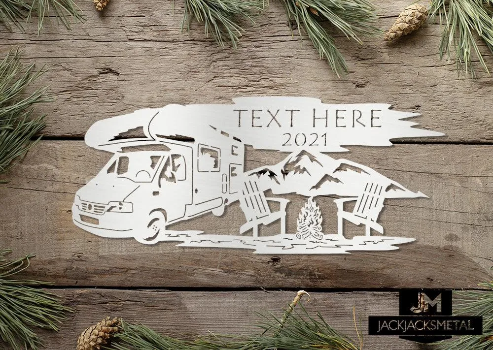 Travel Trailer Campfire Monogram