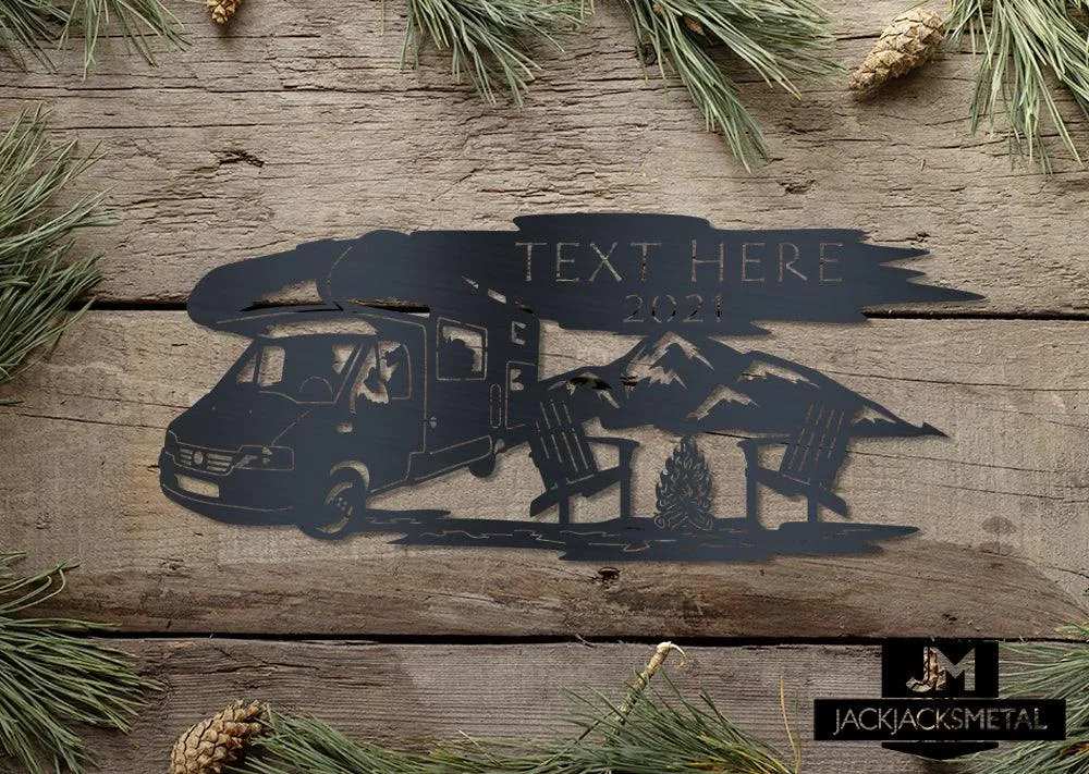 Travel Trailer Campfire Monogram