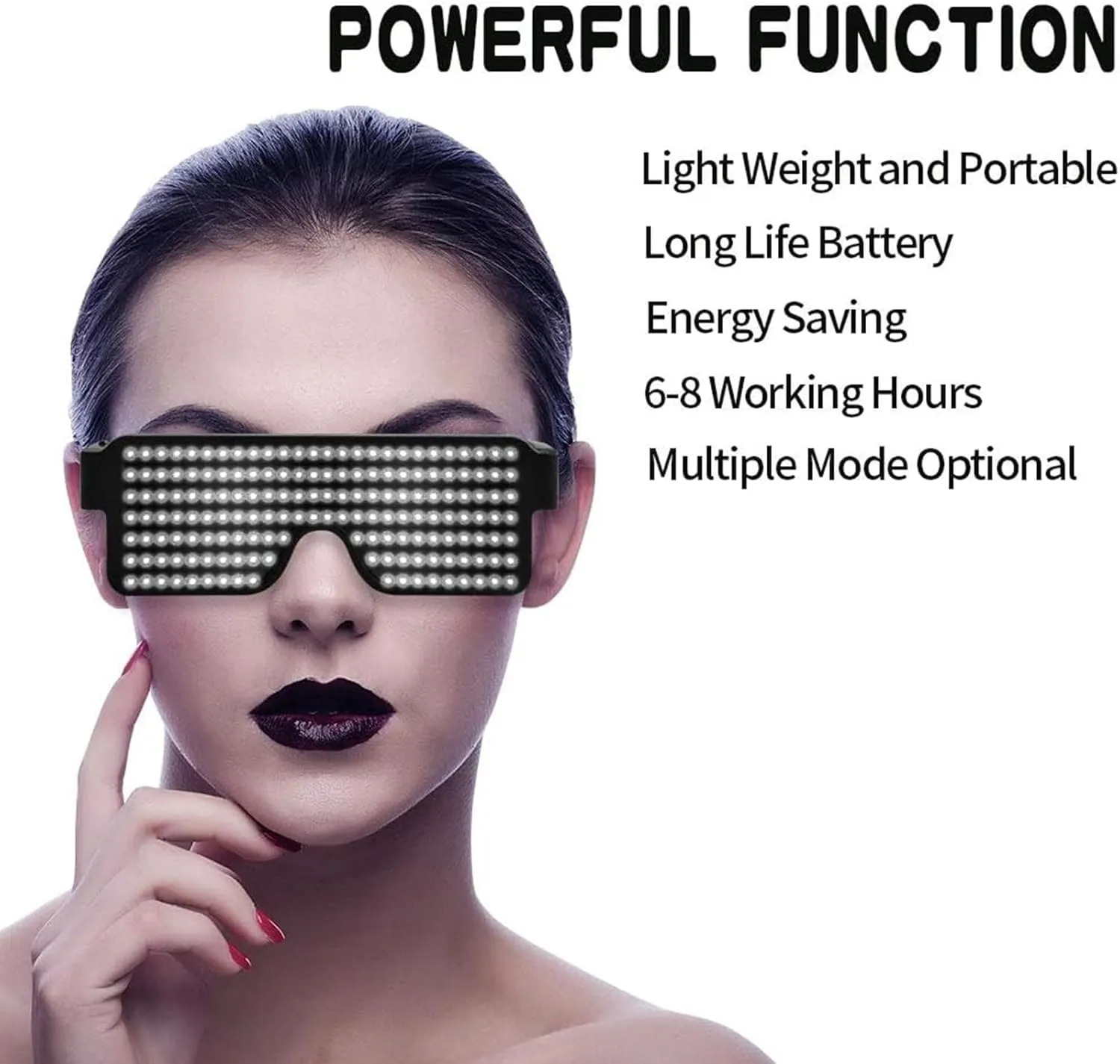 Upgrade Dynamic LED Glowing Glasses USB Rechargeable Light Up Glasses with Flashing Neon 11 Patterns Luminous Glasses
