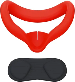 VR Face Cover and Lens Cover Compatible with Quest 2, CNBEYOUNG Sweatproof Silicone Face Pad Mask & Face Cushion for Quest 2 VR Headset (Red)