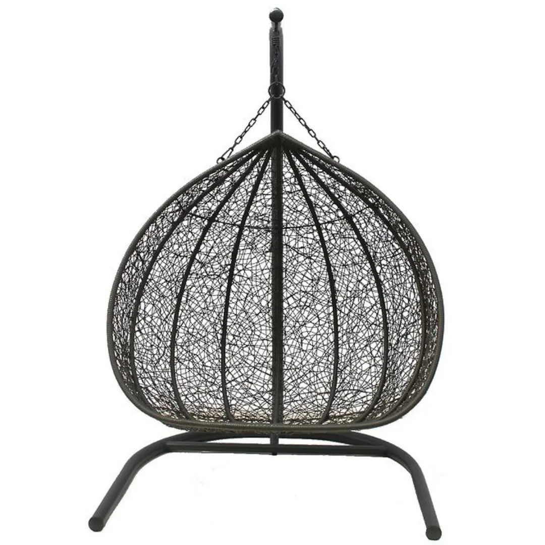 Wooden Twist Hanging Egg Swing Chair with Stand Egg Chair Wicker Indoor Outdoor Hammock Egg Chair with Cushions 550lbs for Patio, Bedroom, Garden and Balcony